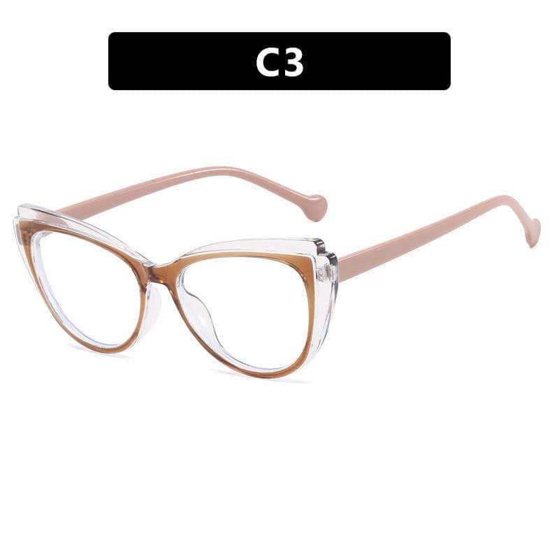 Trendy cat eye colorful splicing flat sunglasses anti blue light glasses elegant casual fashion street style
