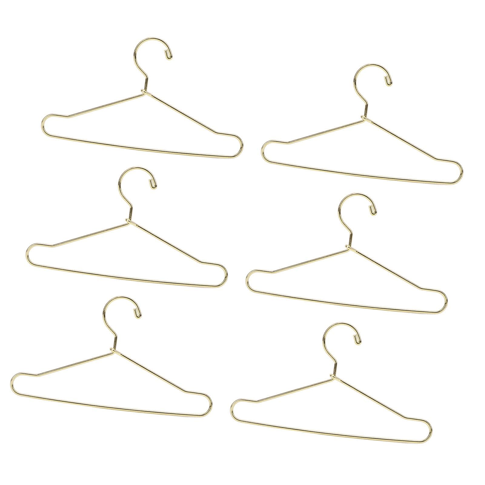 10Pcs Doll House Clothes Hanger Stainless Steel Cute Doll Garment Hanger Outfit Holders 100mm Rose gold
