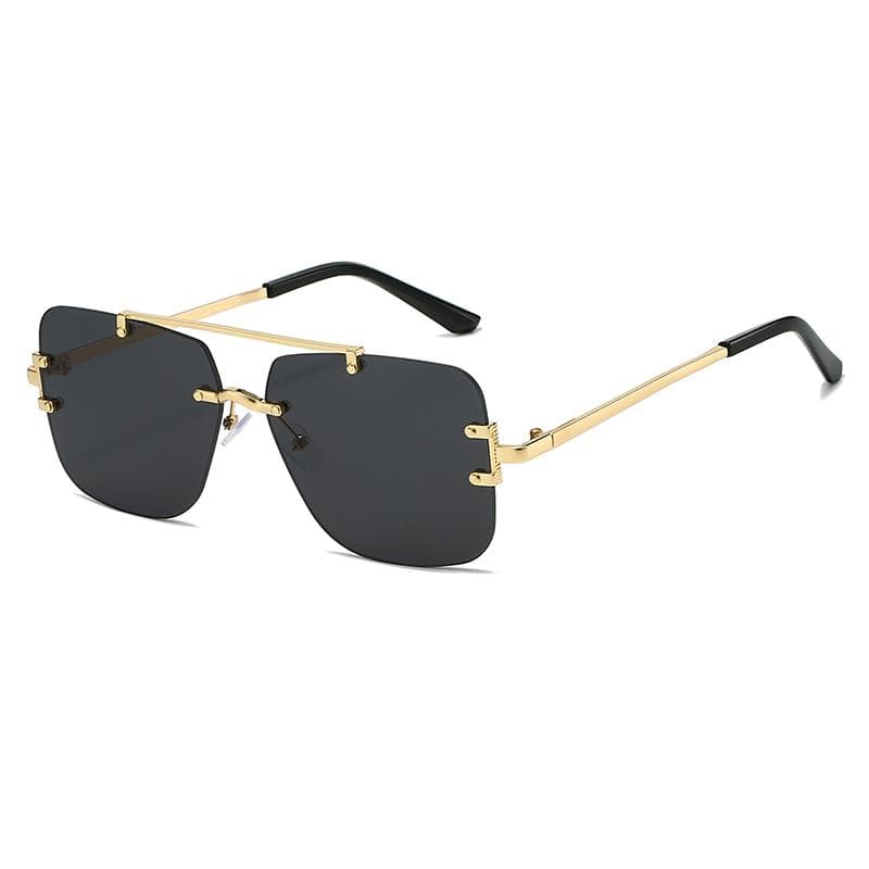Rimless Double Bridge Sunglasses Men Women Vintage Fashion Square Shades Gradient UV400 Eyewear Unisex Brand