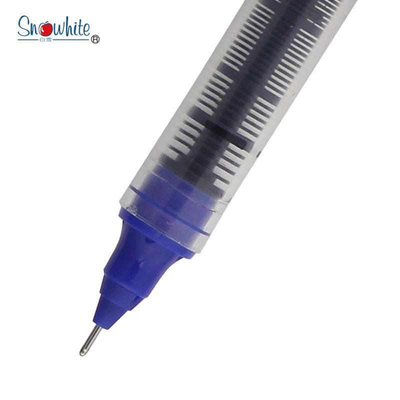 Snow White Quick-Dry 0.38mm Liquid Ballpoint Pen, Refillable, Large-Capacity for Office & Study Needle head 166, 0.5mm blue