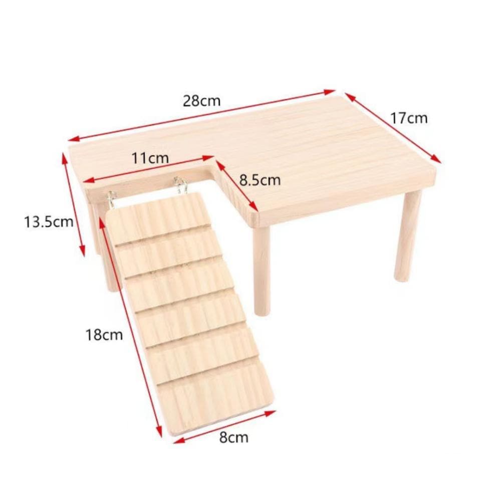 Easy to Install Wooden Ladder Platform Hamster Pet Climbing Toy New Playground for Small Pets A-Small
