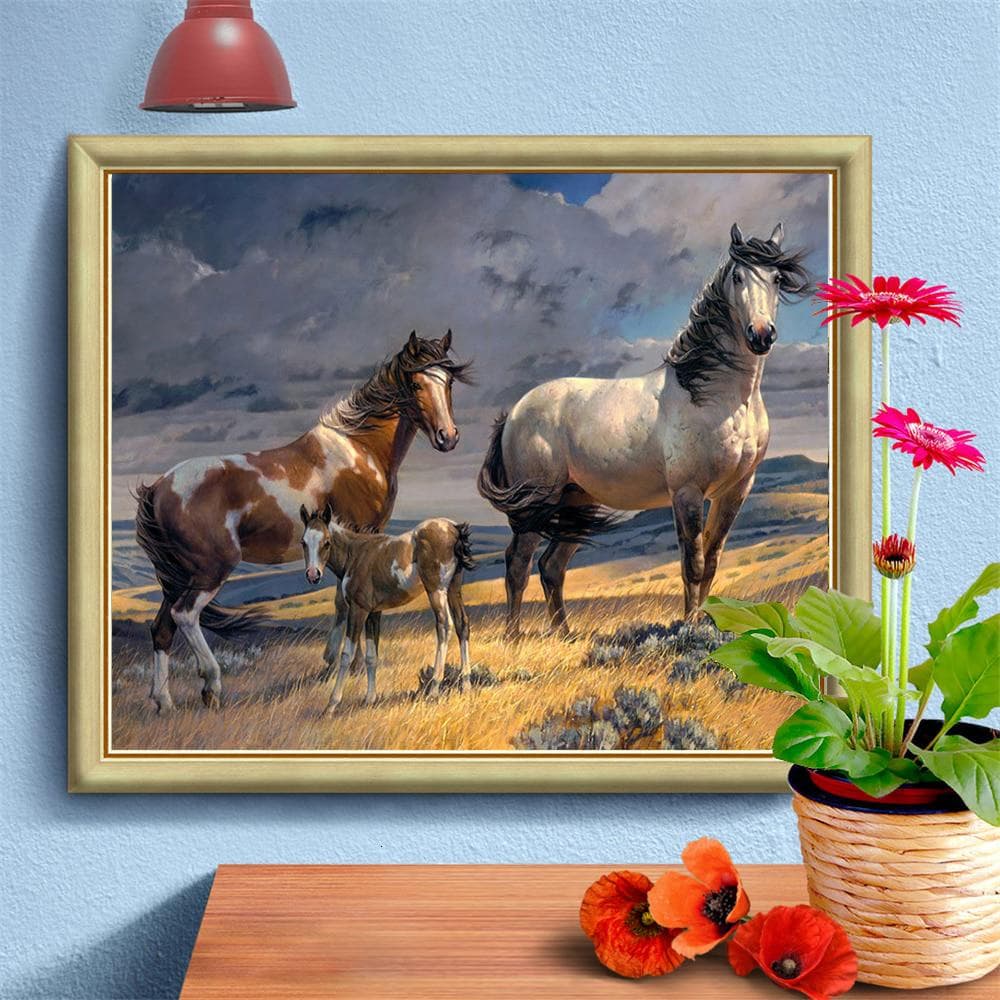 Diamond Painting Animal Horse Diamond Art Full Drill Round Embroidery Cross Stitch Home Decoration 20X30CM