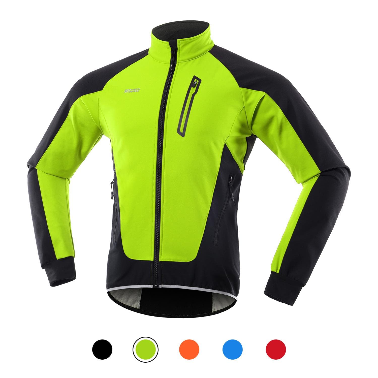 Men Cycling Jacket Waterproof Windproof Thermal Fleece Bike Jersey MTB Bicycle Riding Running L green
