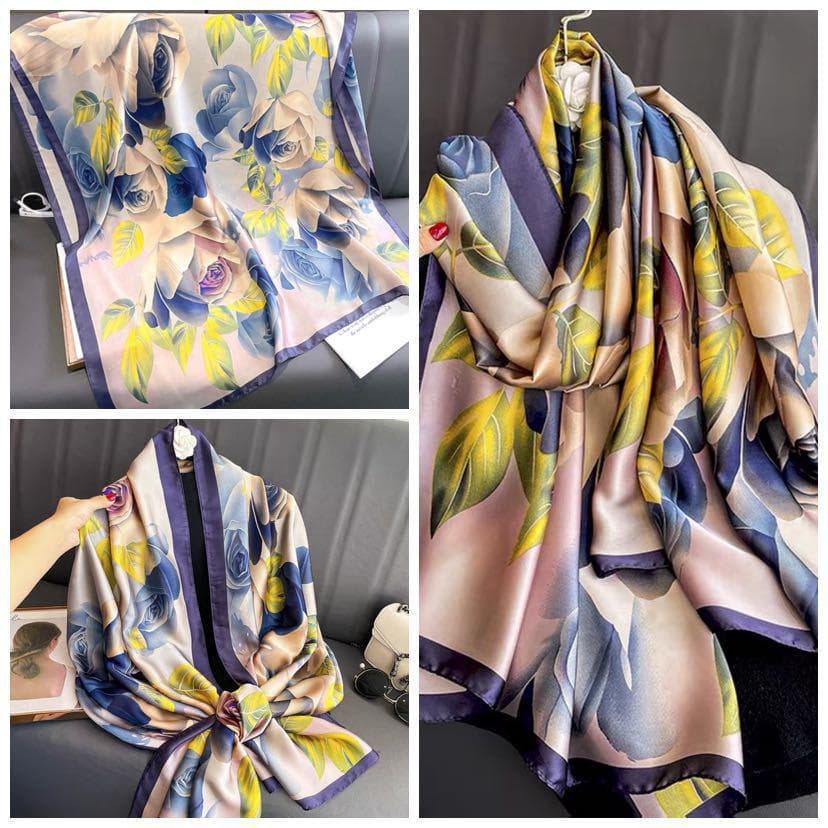 High-End Summer Silk Scarf - Long, Fashionable Sunscreen Shawl for Women 90x180