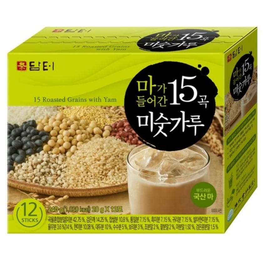 [Damteo] 15-grain misutgaru Chinese Yam/black beans/Granola/Superfood, Korean essential health food Chinese Yam 1Box (12sticks) 240g