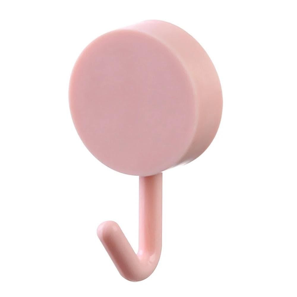 10PCS Self Adhesive Wall Hook Strong Without Drilling Coat Bag Bathroom Door Kitchen Towel Hanger Hooks Home Storage Accessories 1 PC pink