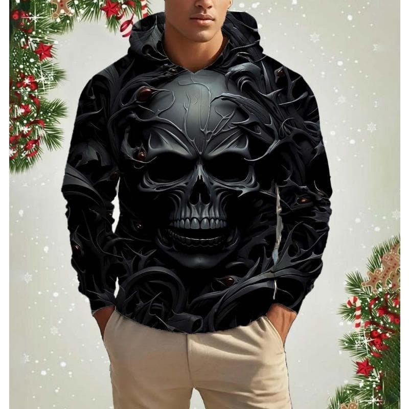 Fashion Skull 3D  Print Men's Hoodies Sweatshirts New Halloween Undead Skeleton Casual Autumn  Oversized Pullover Daily clothing L