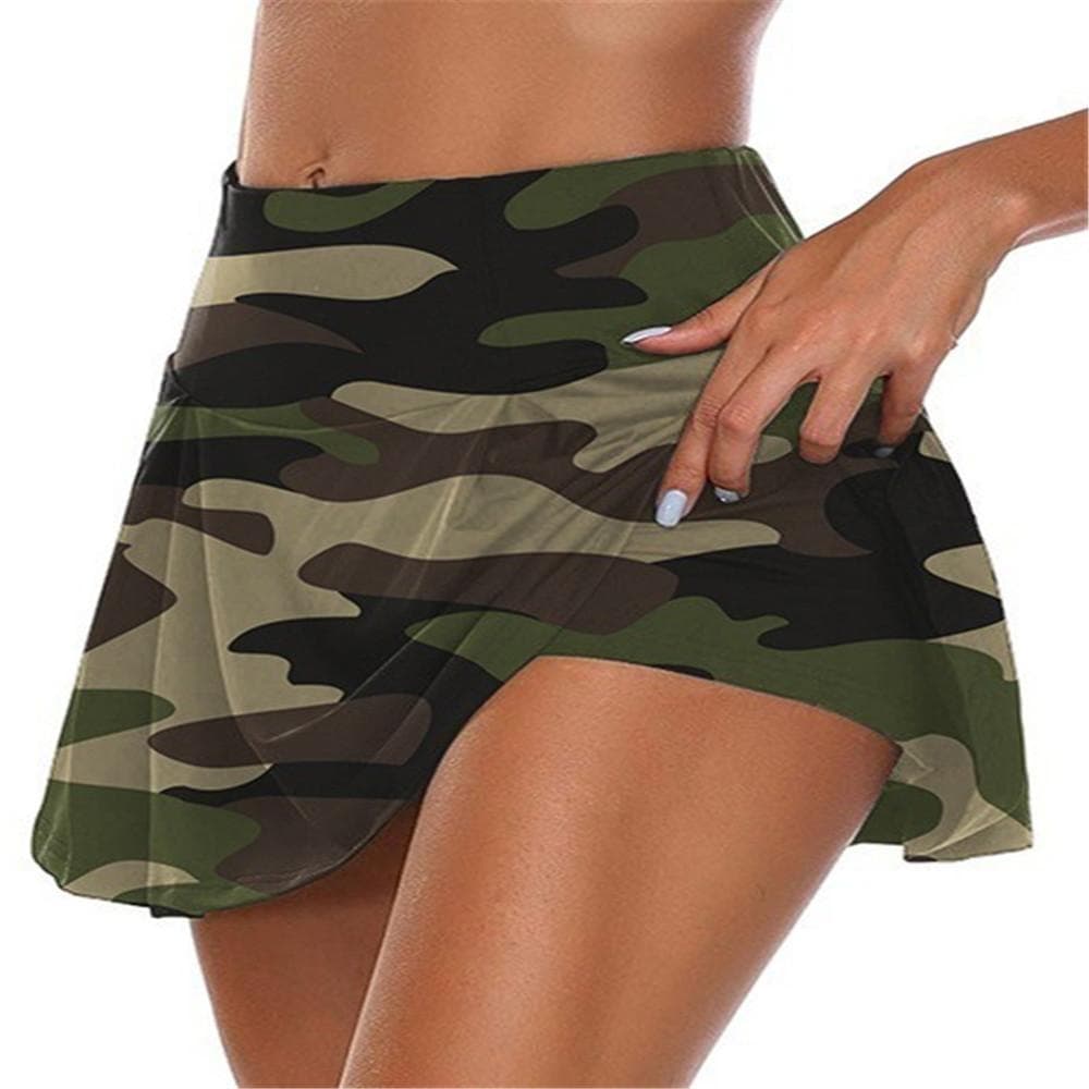 Women's Summer High Waist Camouflage Hip Lift Casual Slim Pants Skirt 5XL green