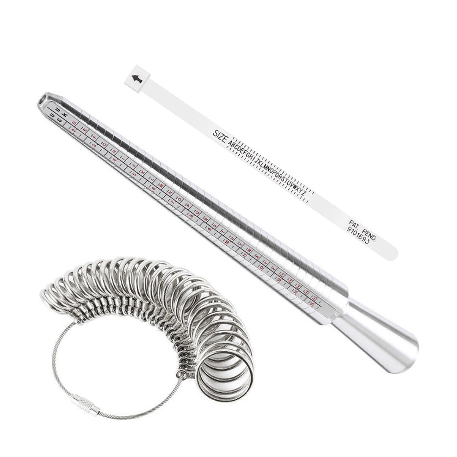 Aluminium Ring Sizer Mandrel Metal Ring Sizer Finger Sizing Stick Mandrel Tool with Ring Sizer Set 2