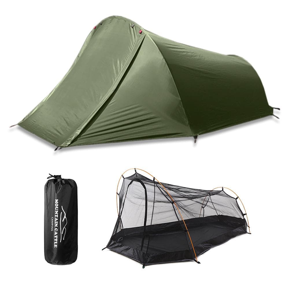 Camping Tent 2 Person Outdoor Tent For Camping Biking Hiking Muntaineering Beach army green