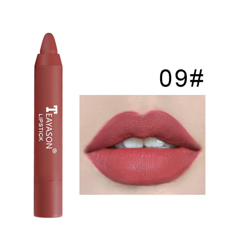 Matte Lipstick Long Lasting Moisturizing Lip Gloss Easy To Color Waterproof Lip Glaze Lip Liner Rotating Lipstick Pen 9#