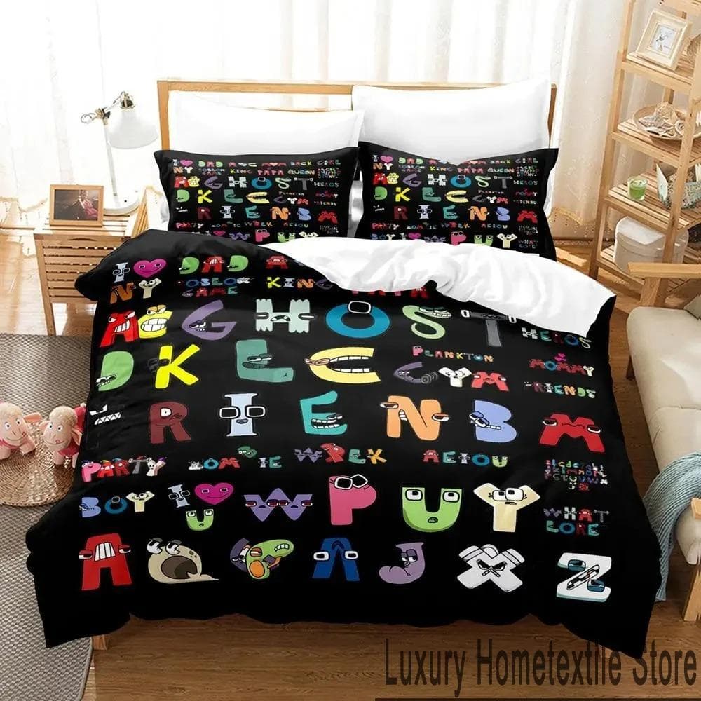 3D Print Cartoon Alphabet Lore A-Z Bedding Set Boys Girls Twin Queen King Size Duvet Cover Pillowcase Bed boys Adult 70x133cm 2pcs