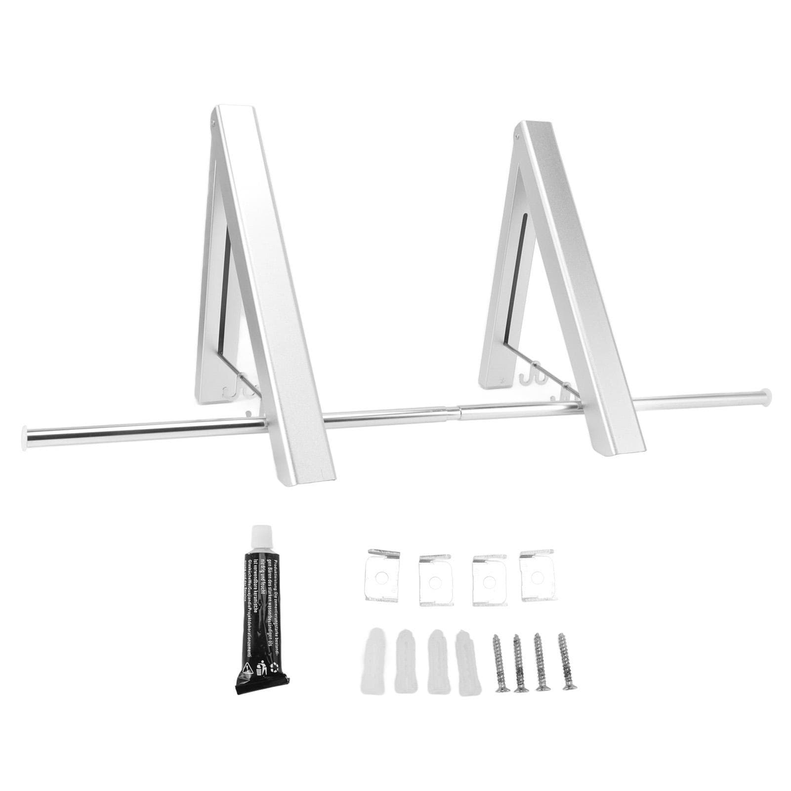 Wall Mounted Retractable Clothes Hanger Space Aluminum Invisible Hanging Drying Rod for Balcony silver