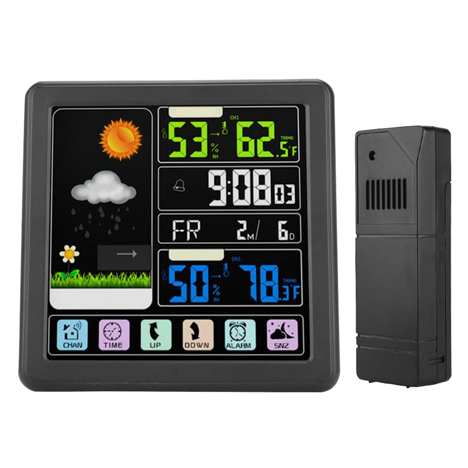 TS-3310 Full Touch Screen Wireless Weather Clock Multifunction black