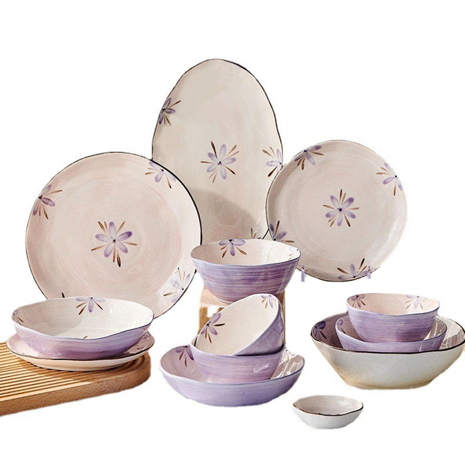 5in Beautiful Ceramic Bowl Purple Exquisite Ceramic Soup Bowls for Salad Pasta Rice Dessert L