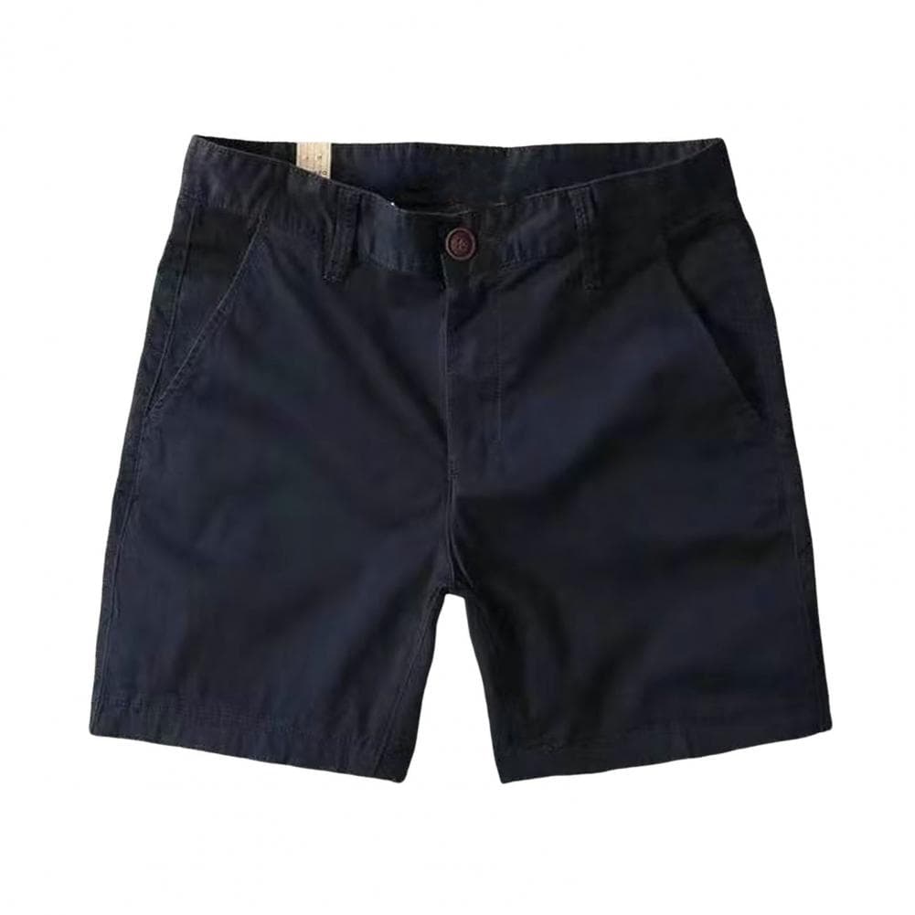 Men Summer Beach Shorts Mid-rise Elastic Waist Casual Shorts Solid Color Pockets Design Cargo Shorts Streetwear 29 dark blue