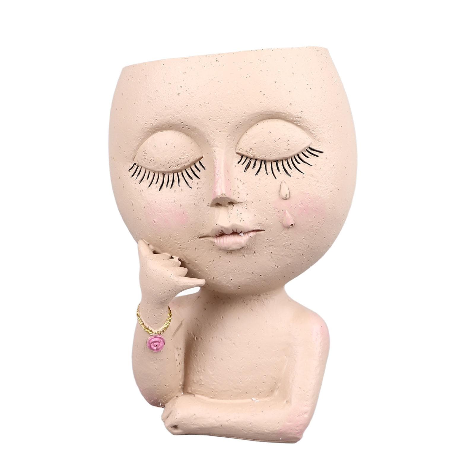 Face Planter Pots Resin Home Head Planter Face Flower Pot Head Planter for Indoor Outdoor Plants