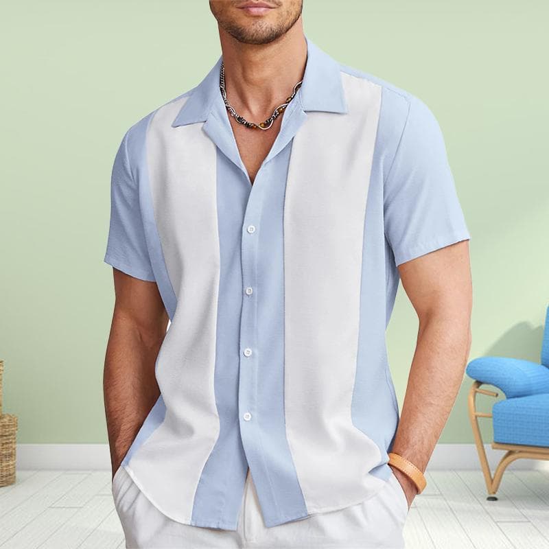 Men's Handsome Stripes 3D Print Shirt Button Up Shirt Casual Shirt Summer Shirt Short Sleeve Daily Vacation Clothing 3XL blue