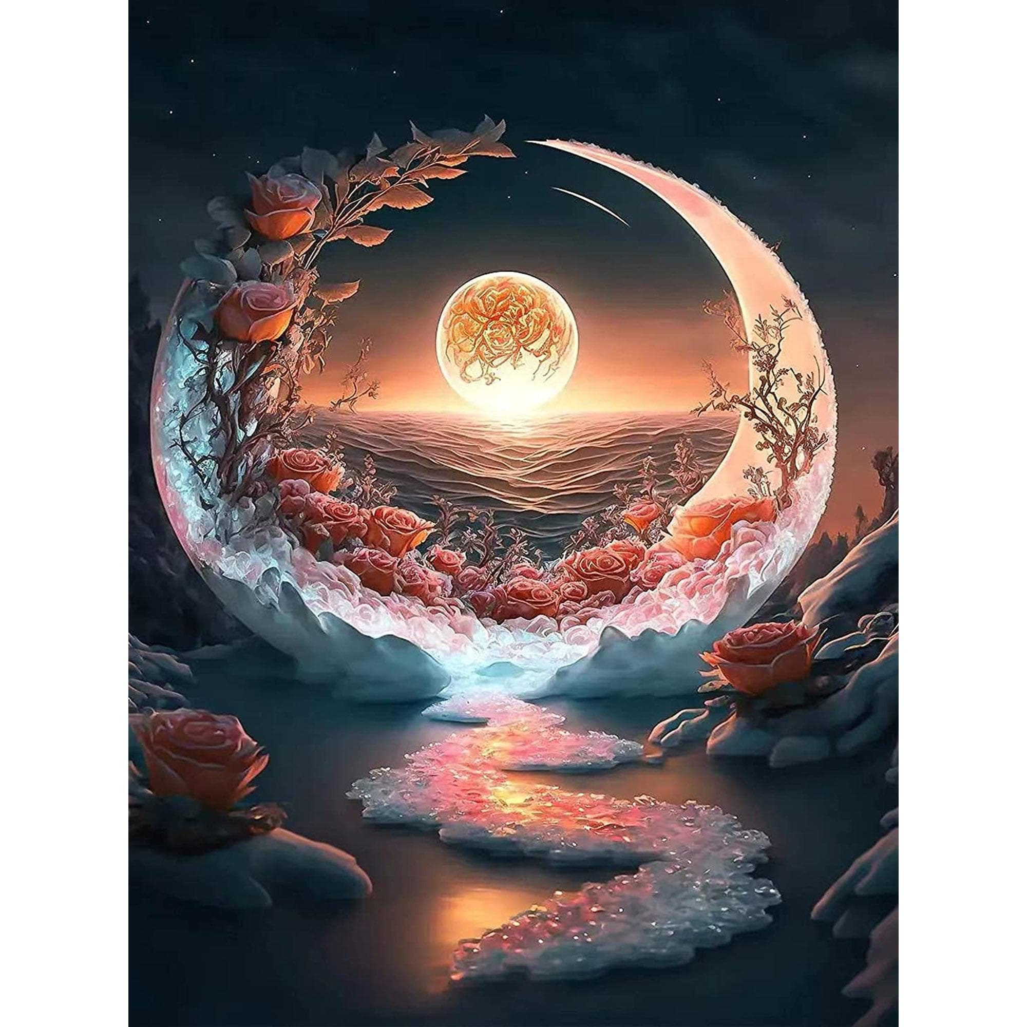 HuaCan Diamond Painting DIY Kit Night Landscape Picture Full Round Drill Mosaic Moon Paintings Embroidery Home Decor 40x50cm