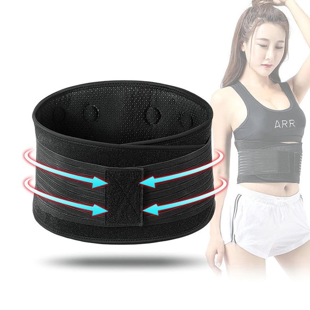 1Pcs Adjustable Tourmaline Self Heating Magnetic Therapy Waist Support Belt Lumbar Back Waist Brace Double Band Health Care black