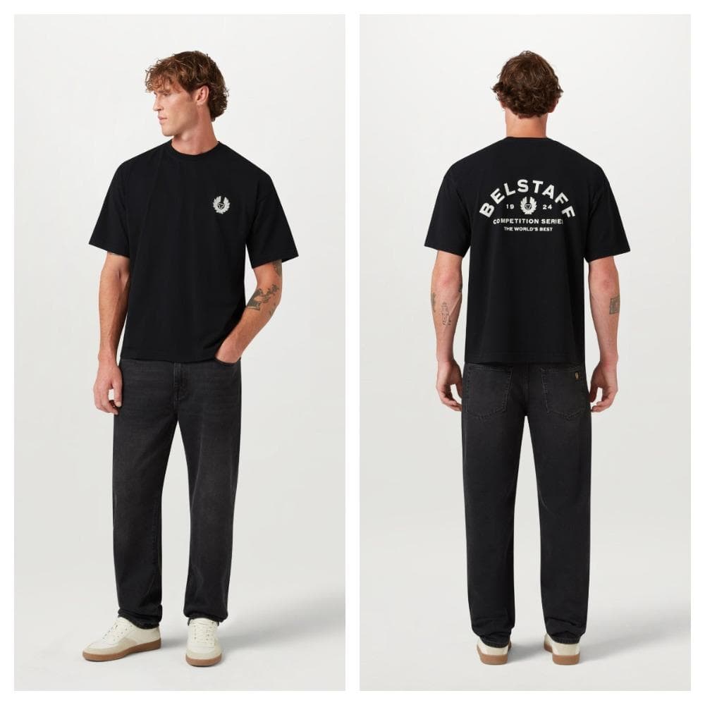 Belstaff Classic Logo T-Shirt, British Motorcycle Heritage Unisex Black Casual Tee, Minimalist Streetwear, Everyday Wear XL grey