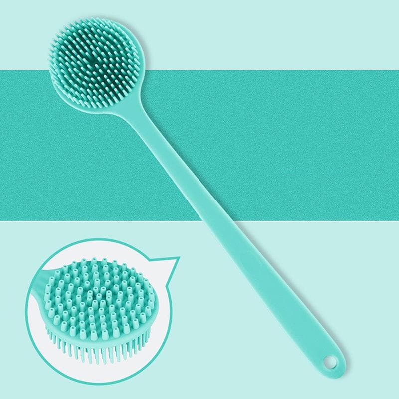 Silicone Back Scrubber,Long Handle Body Scrubber,Light&Easy-To-Hold Shower Brush For Skin Cleaning&Exfoliating With A Free Hook green