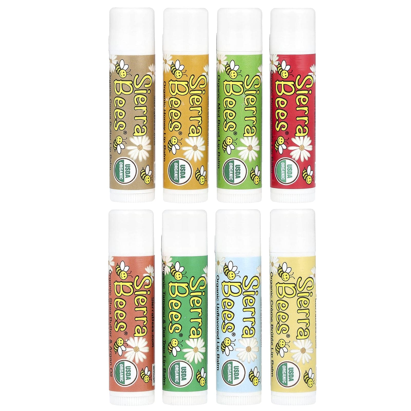 Sierra Bees, organic lip balm combo pack, 8 packs, 4.25 g (15 oz) each