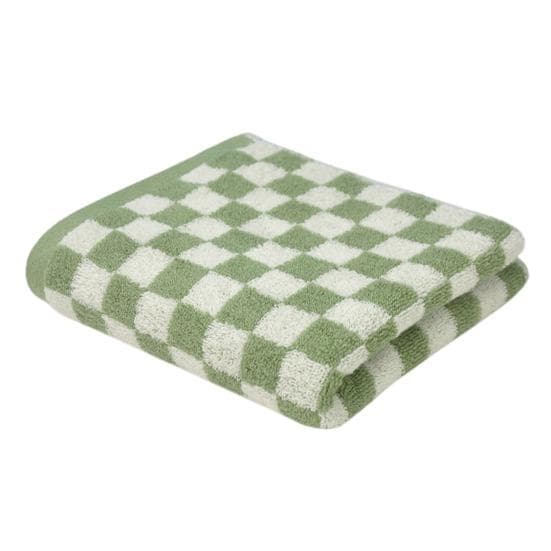Pure Cotton Hand Towel Plaid Print Lightweight Water Absorbent Decorative Towel Gym Quick-Dry Washcloth green