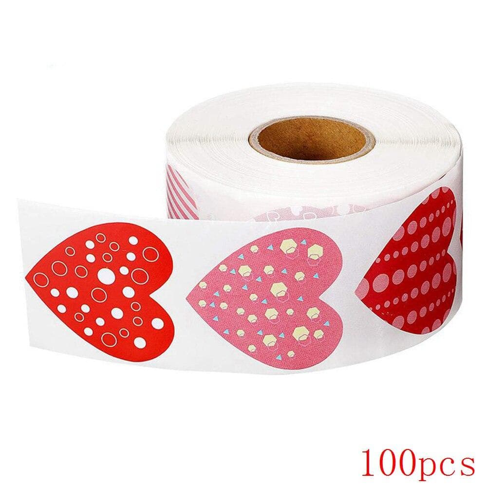 50-500pcs Heart Shaped Label Sticker Scrapbooking Gift Packaging Seal Birthday Party Wedding Supply Stationery Sticker 1inch
