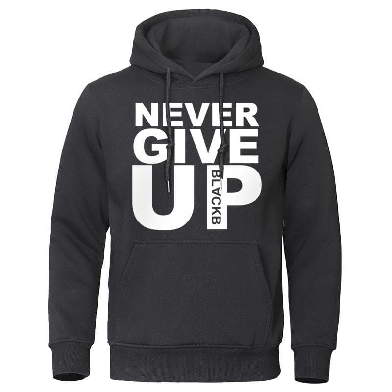 Men's Hoodies Brand Sweatshirts Soft Autumn Winter Tracksuit Never Give Up Print Tops Cotton Streetwear Quality Male Pullovers L