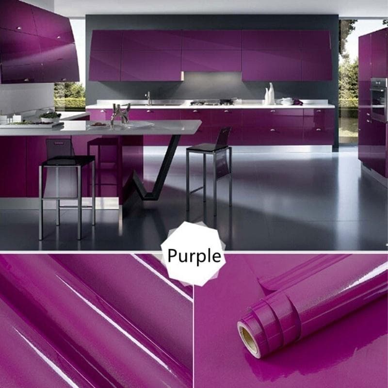 Self Adhesive Thick Furniture Renovation Bathroom Kitchen Cabinet Countertop Wall Sticker purple