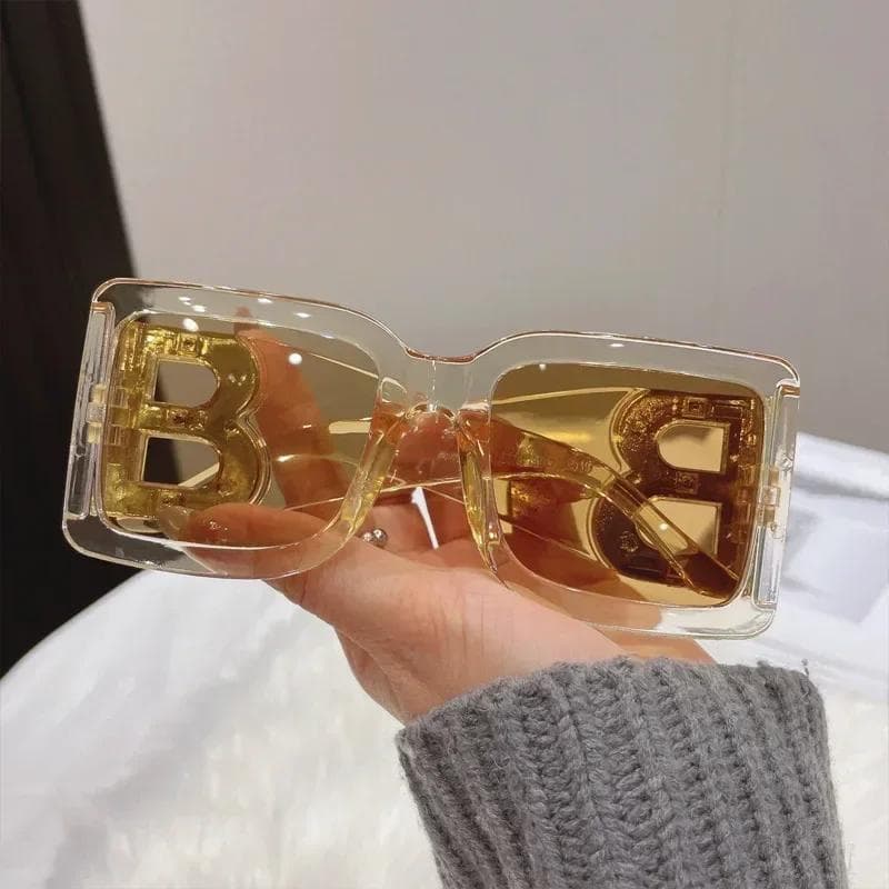 Fashion Oversized Letter B Square Sunglasses UV400 Protection Luxury Trend Retro Style for Women Men