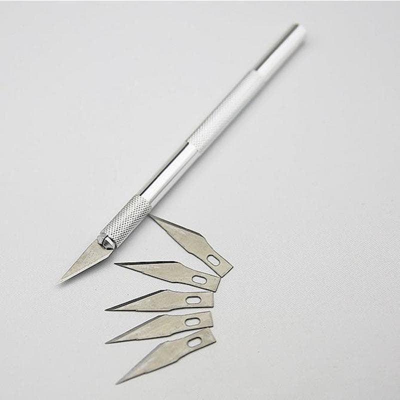 1*Knives + 6* Blades Non-Slip Metal Scalpel Knife Tools Kit Cutter Engraving Craft Knives