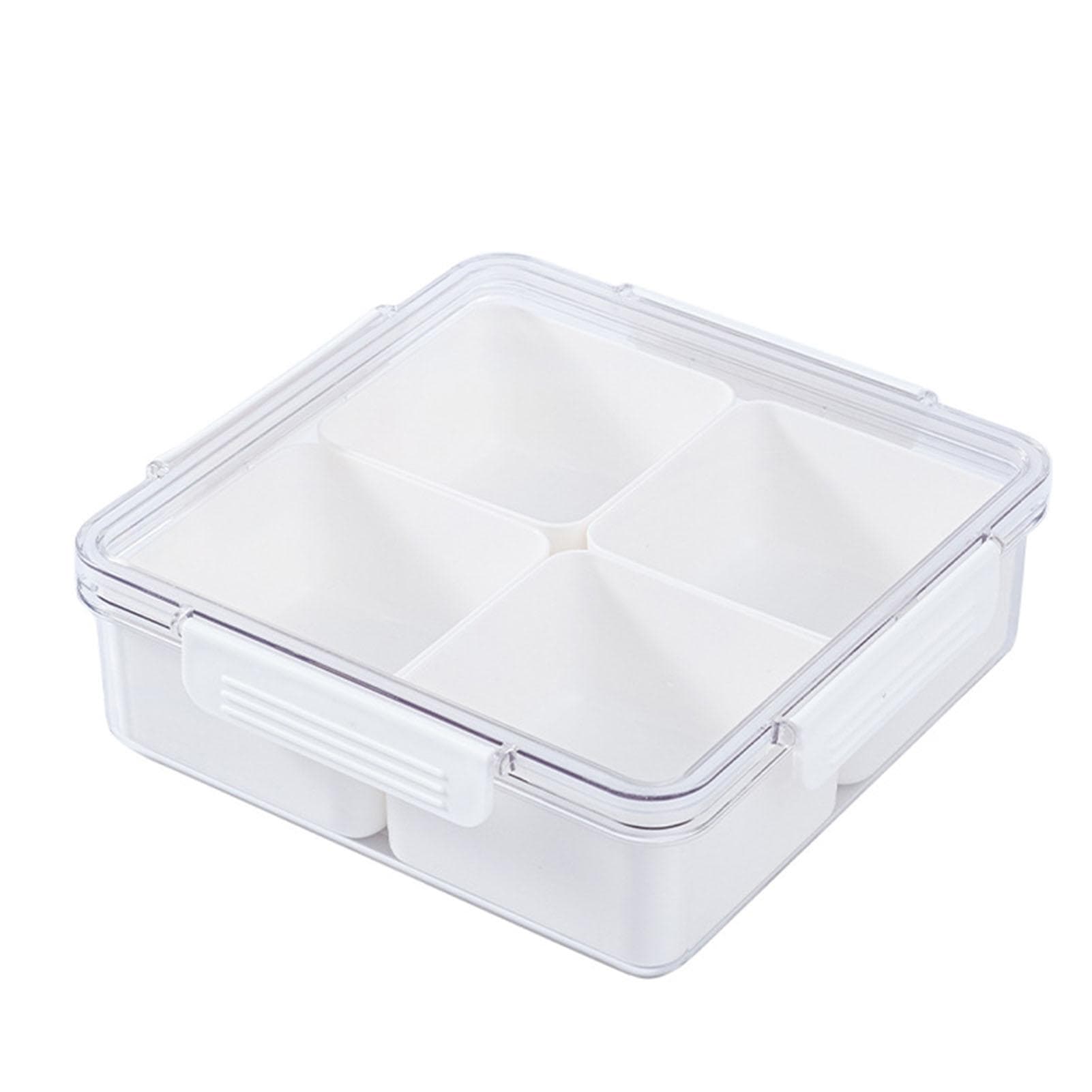 4 Compartment Snack Box Transparent Multifunctional Tight Sealing Divided Food Storage Containers