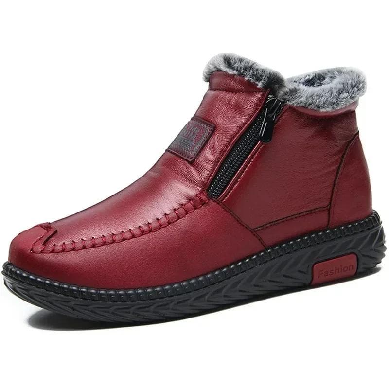 2024 Women's Boots Plush Female Shoes Anti-slip Womens Snow Boot Winter Cotton Leather Shoes Casual Ankle Boots Botas Mujer 41