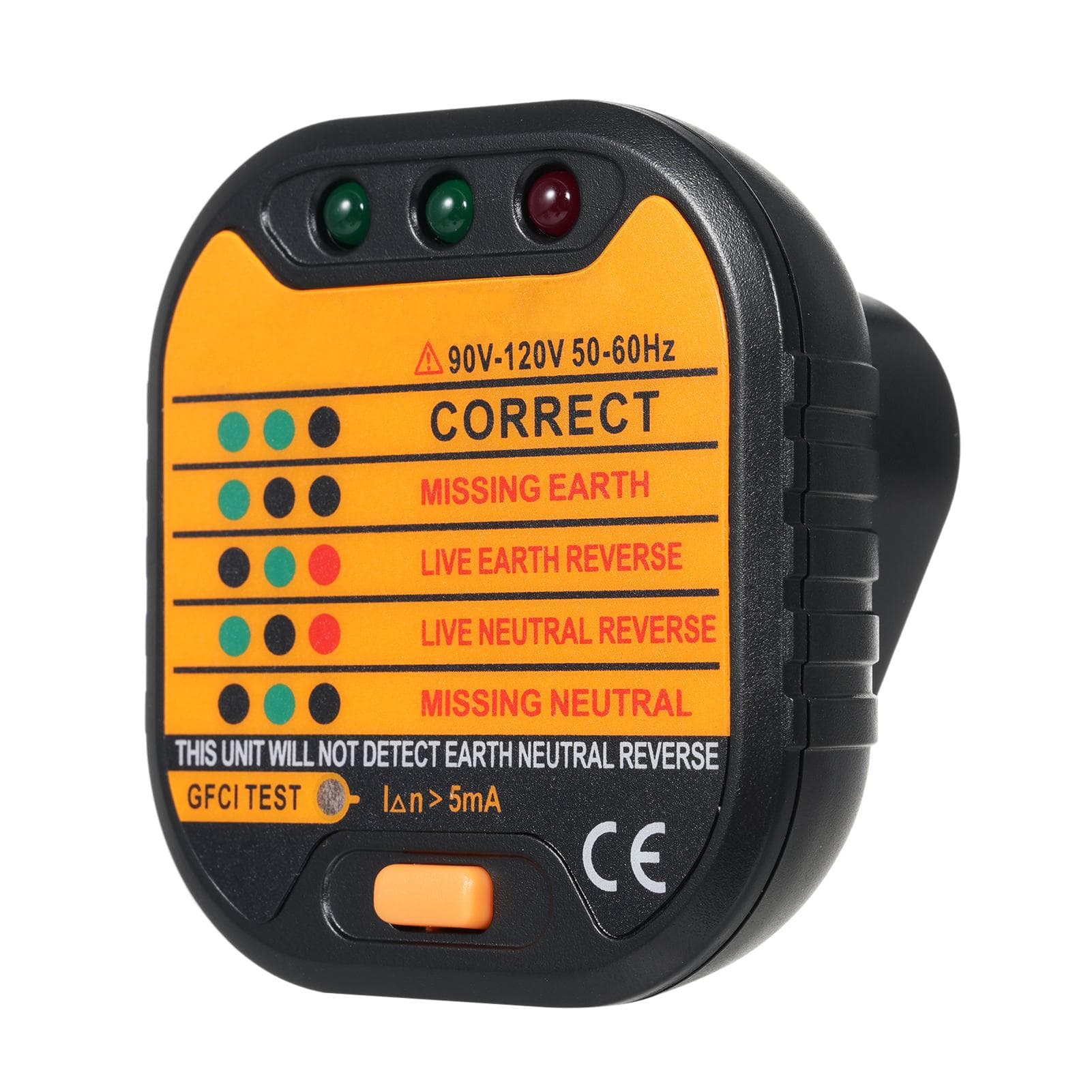 Socket Tester Portable Plug Outlet Circuit Tester Polarity Voltage Tester Socket Finder Electric US black
