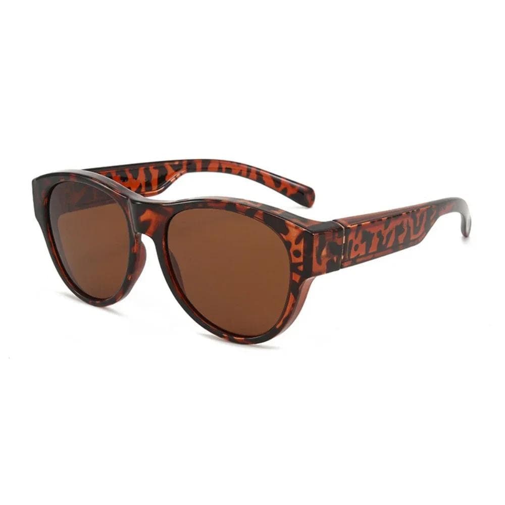 New Leopard Sunglasses Fit Over Prescription Glasses Unisex Anti UV Sunwear Covers Myopia Eyewear Fashion anti-uv