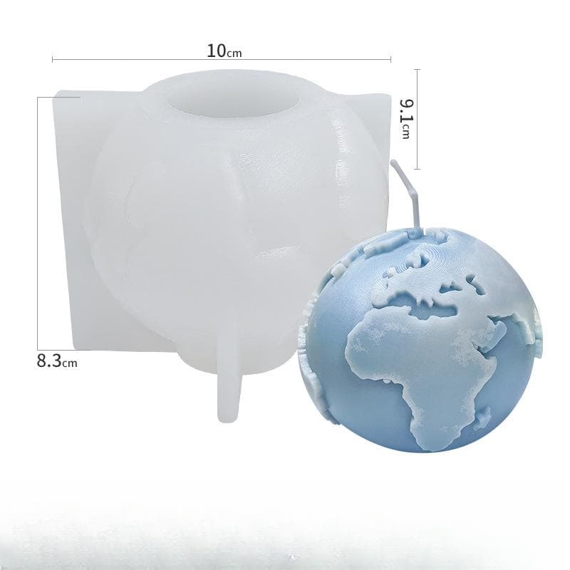 3D Earth Candle Silicone Mold Concrete Earth Plaster Mold DIY Handmade Desktop Decoration Tools Wedding Gift Craft Candle Mold 10*9.1*8.3cm earth