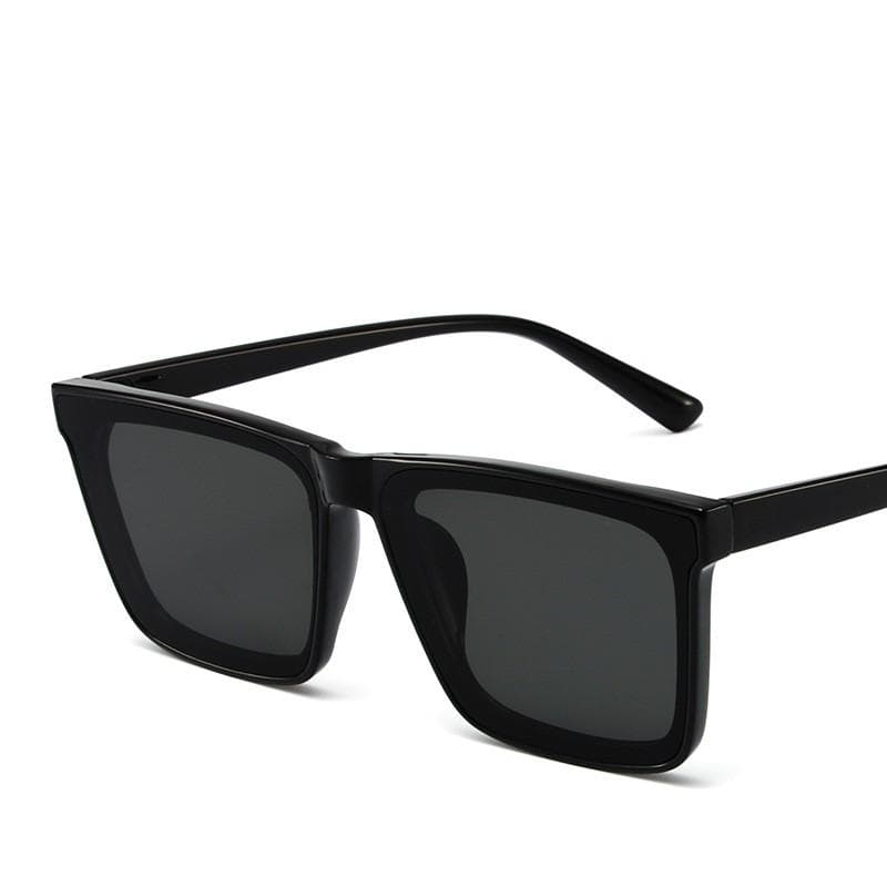 New Brand Vintage Square Sunglasses for Men Women Large Frame Classic Fashion UV400 Protection Outdoor Eyewear black
