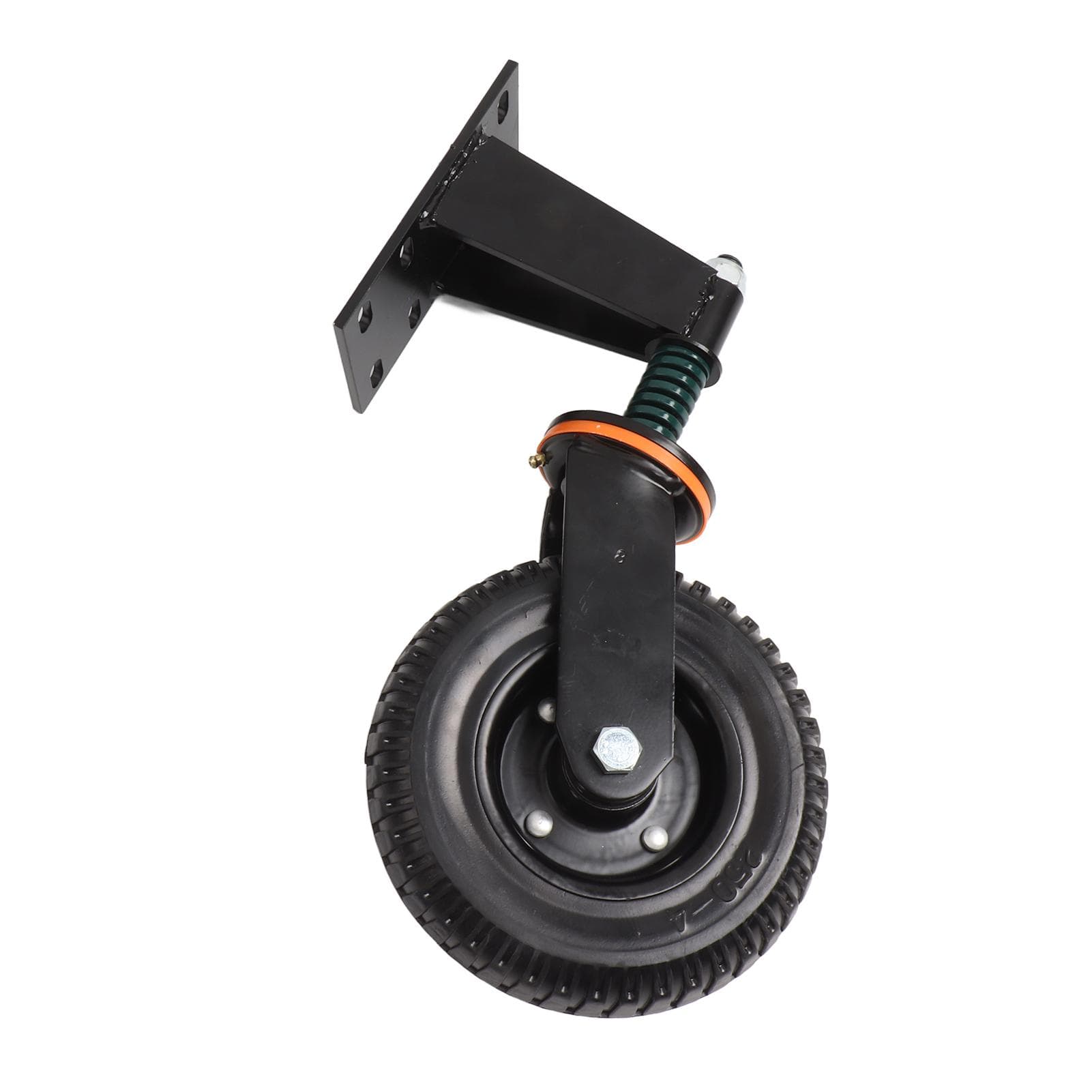 Fence Gate Wheel Shock Absorption Spring Loaded Universal Rubber Caster for Various Terrains 600lb black