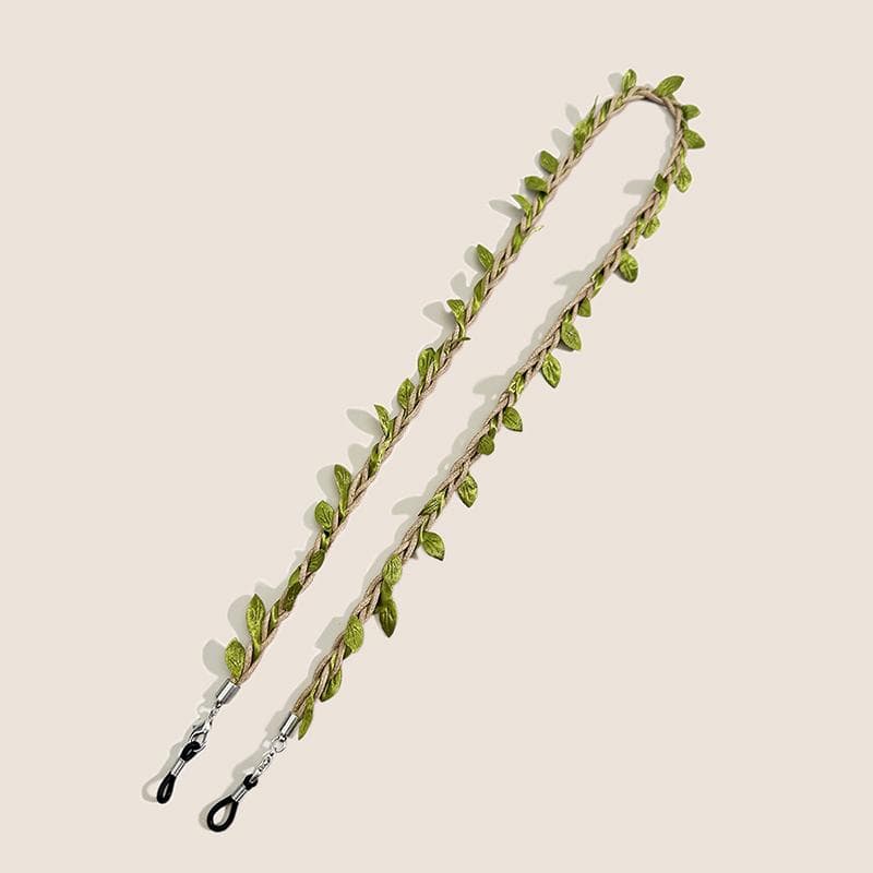 Forest Style Rope Glasses Chain Polyester Woven Green Leaves Anti Loss Glasses and Mask Chain Glasses Accessories green