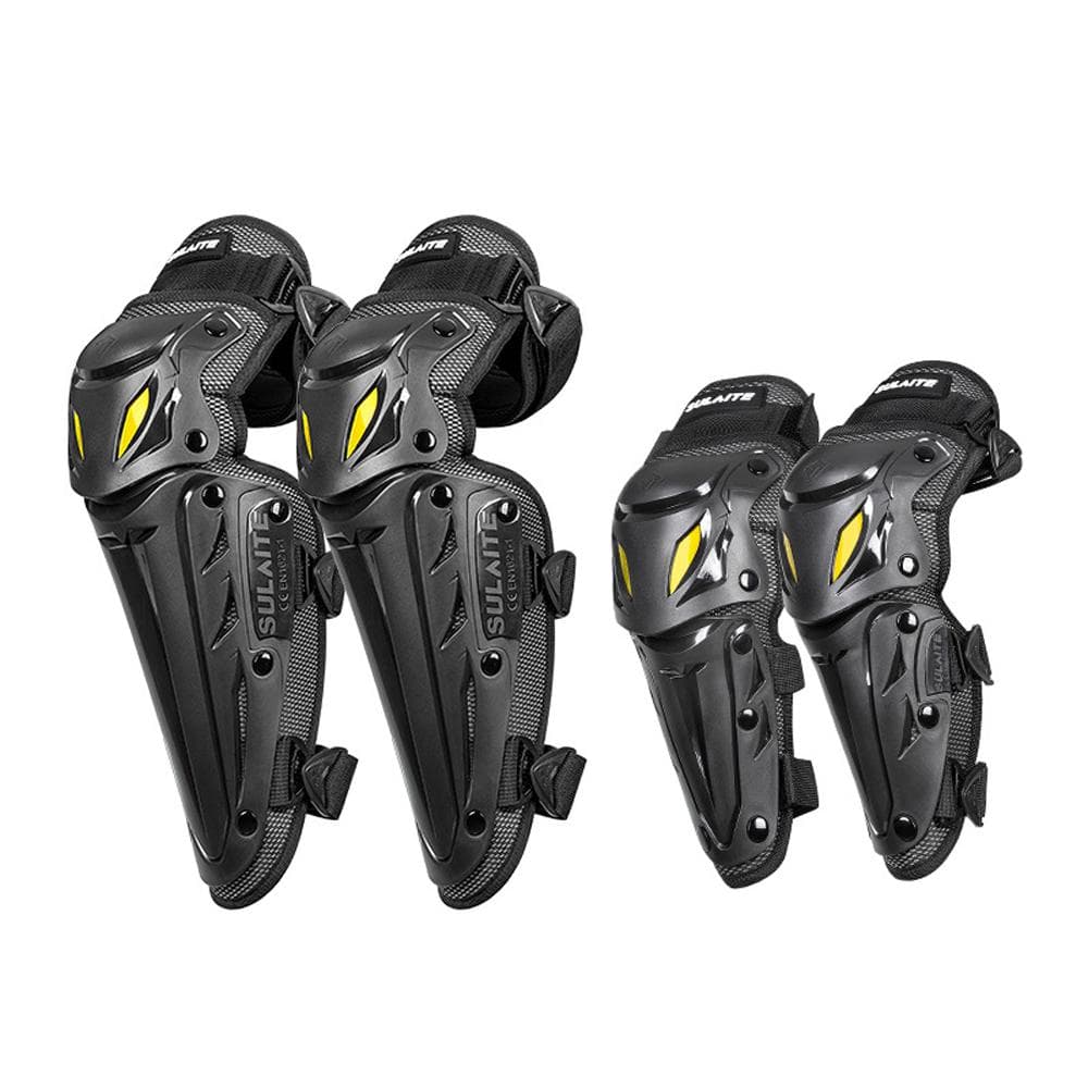 SULAITE 4pcs Knee and Elbow Guards Shin Protector Pads Motorcycle Riding Protective Gear Breathable grey