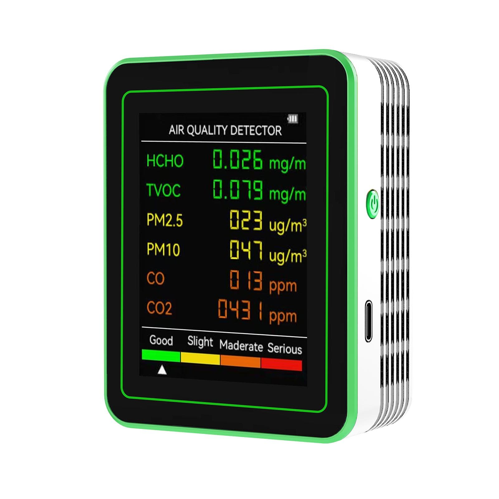 6in1 Air Quality Monitor Multifunctional Carbon Dioxide Detector Wall Mounted Air Quality Tester white