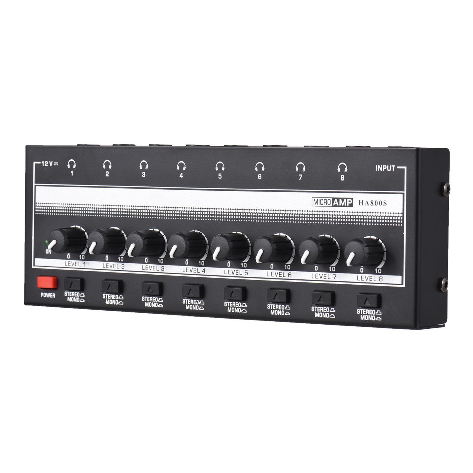 HA800S Headphone Amplifier 8 Channels Mono/Stereo Metal Stereo Headphone Amps Audio Amp. EU Plug