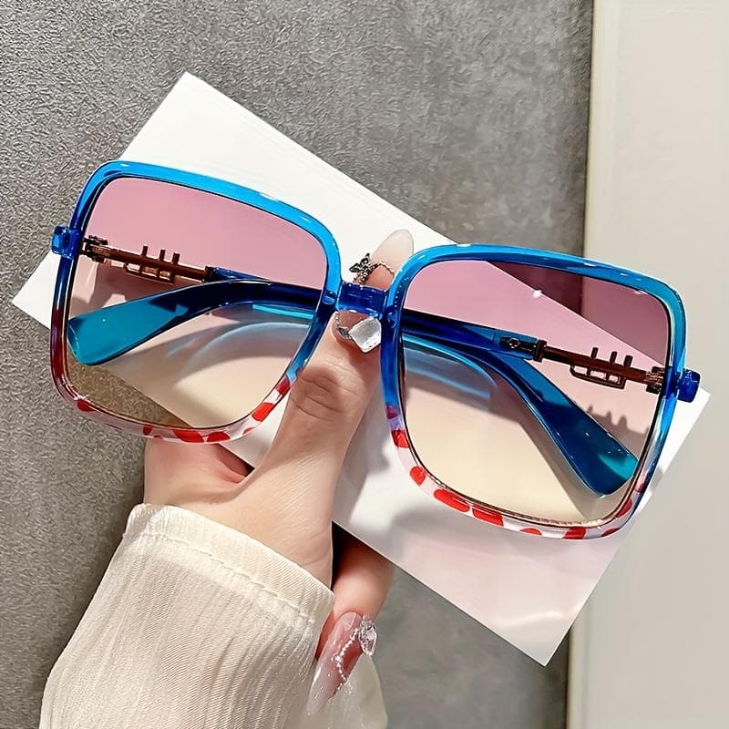Women square fashion sunglasses high end feel color contrast decorative design stylish trendy accessory
