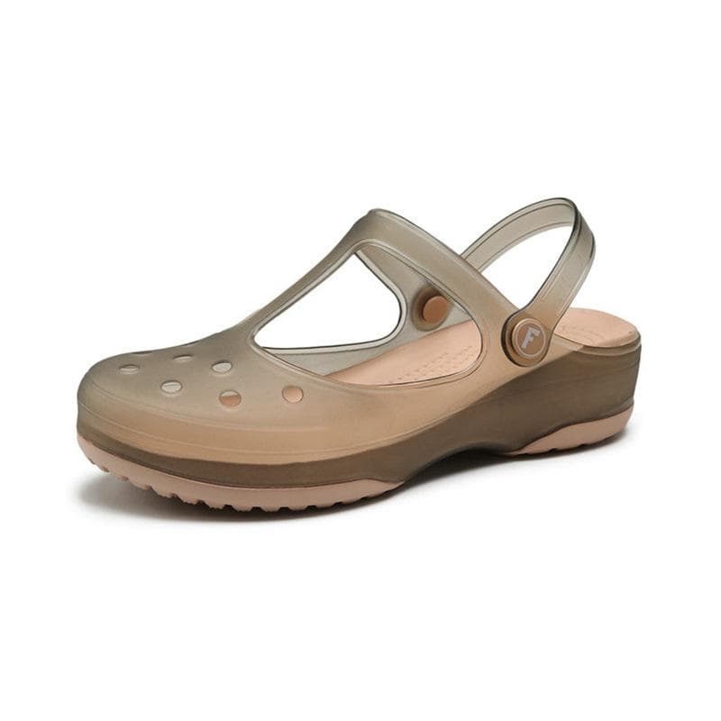 Women Mules Clogs Beach Breathable Slippers Woman's Sandals Jelly Shoes Cute Garden Shoes Clog For Girls 37 brown