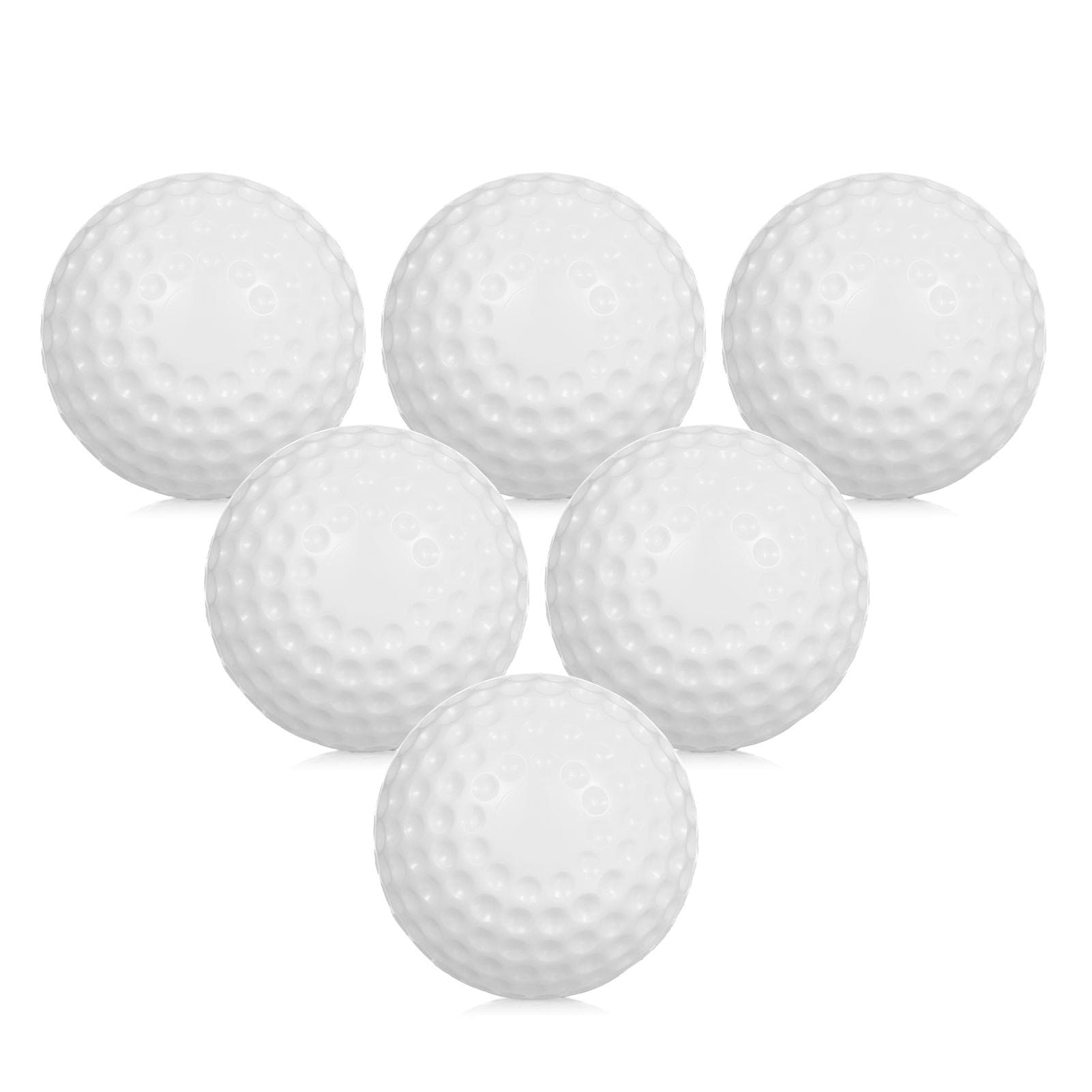 6 Pack 9 Inch PU Dimpled Baseballs with Drawstring Carry Bag for Pitching Machine Practice white