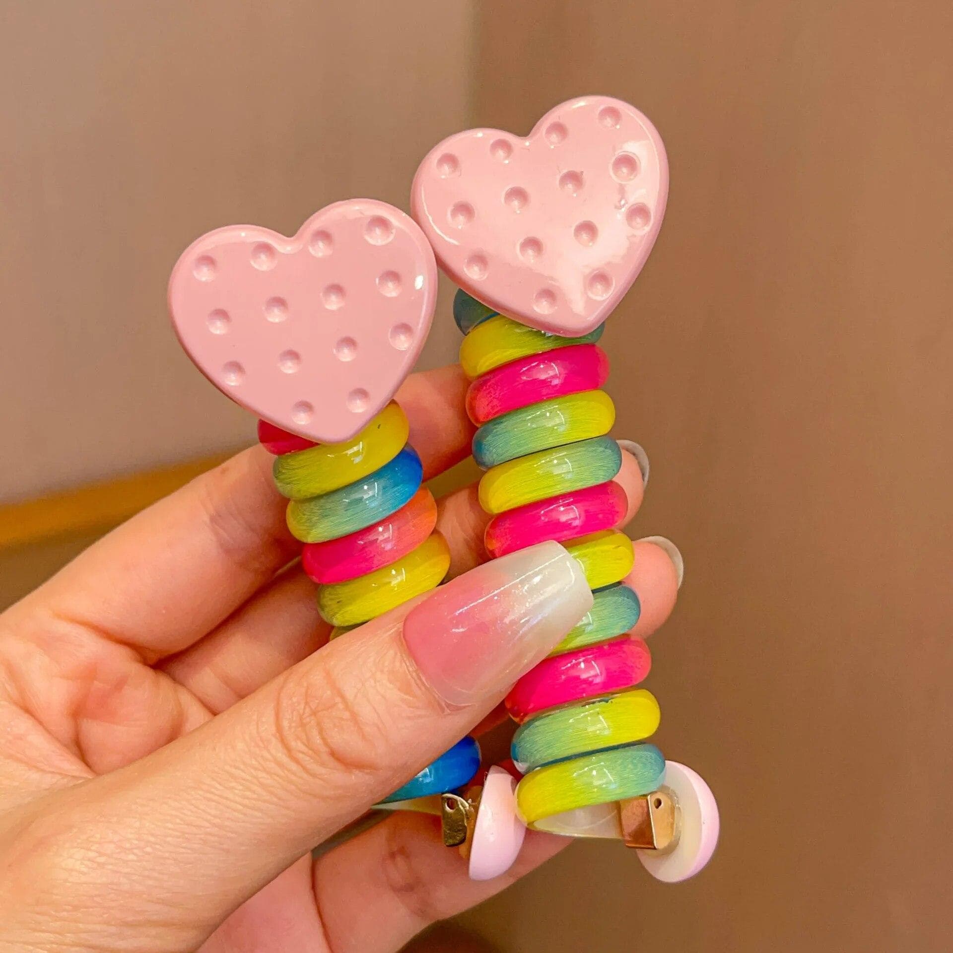 2Pcs Girls Elastic Rubber Bands Children Telephone Wire Hair Ties Spiral Coil Hairbands Hair Rope Ponytail Hair Accessories A