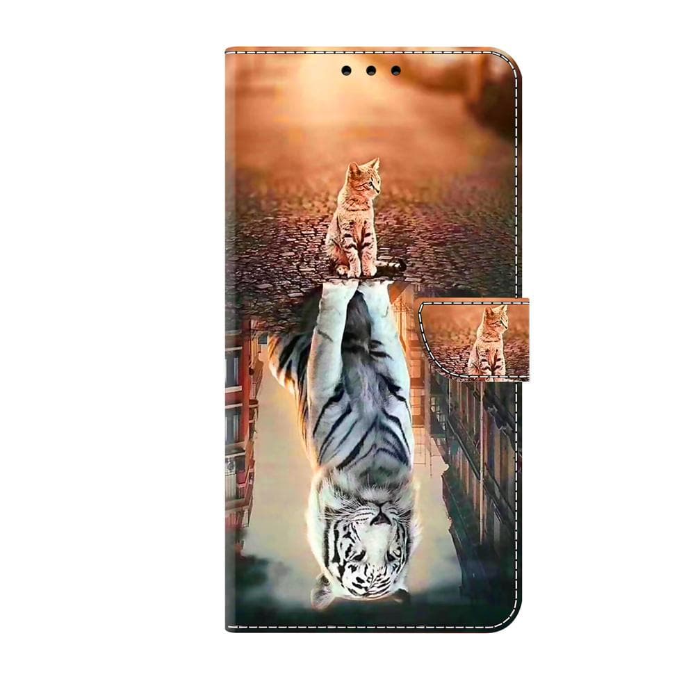 For Samsung Galaxy Series A12,A13,A14,A21,A22,S10,S21,S22,S23...Flower Owl Butterfly Lion Tiger Horse Pattern Painted Mobile Phone Shell Leather Case Samsung Galaxy S21+ 5G