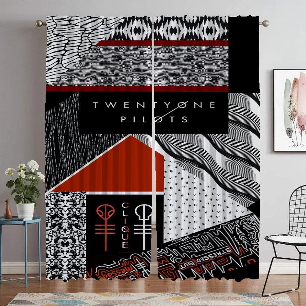 Twenty One Pilots Curtains for Living Room Curtain Shades Tulle for Bedroom Blackout Curtains 2 Pieces Partition Kitchen Elegant W50xH70cmx2pcs-CL